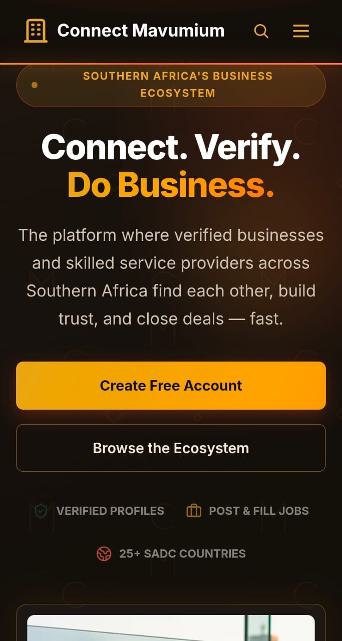 Connect Mavumium — Professional networking and talent marketplace
