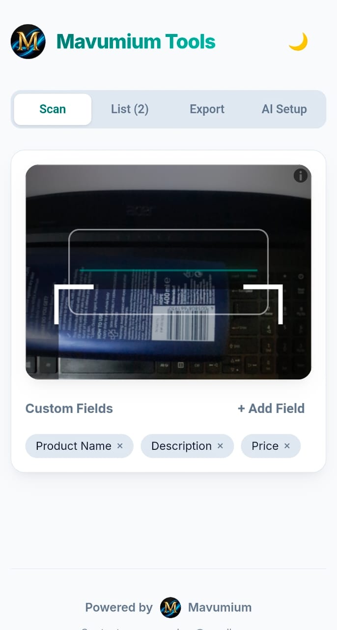 Scan Mavumium — Mobile barcode and QR inventory management platform